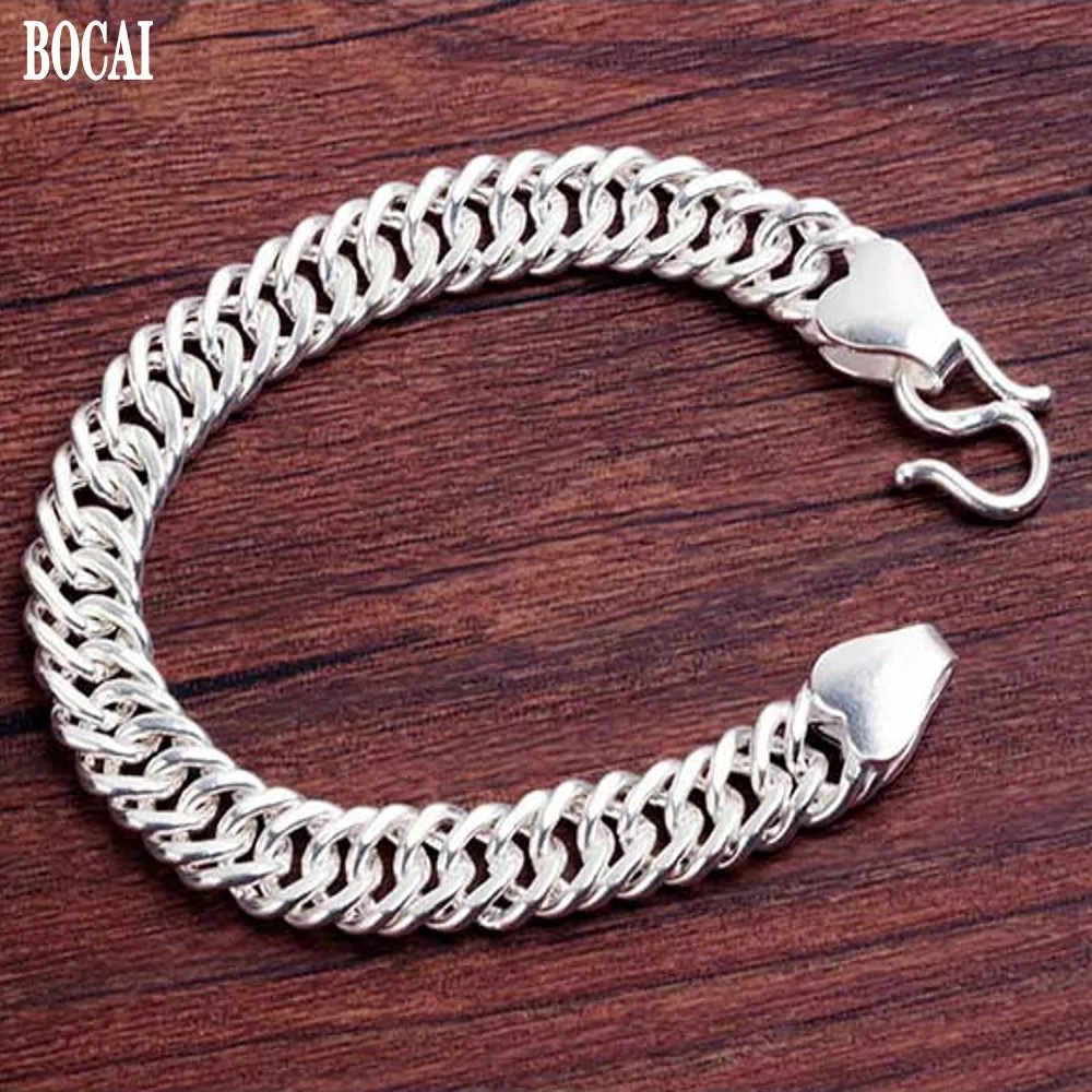 BOCAI real s999 sterling silver Europe and the United States fashion sideways whip bracelet men