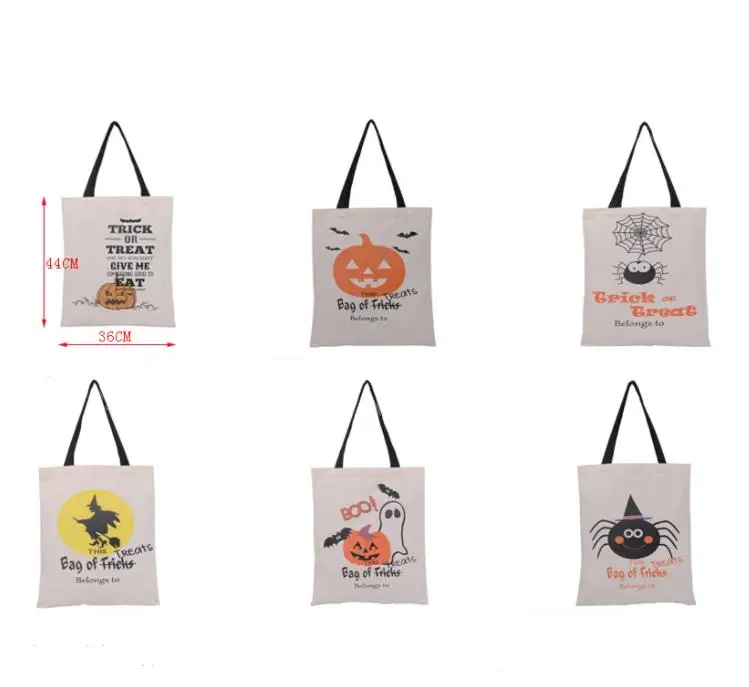 Wholesale 100 Pcs/lot Halloween Gift Bag 5 Types Halloween Sacks Canvas Tote Bag Candy Gift Bag SN3781