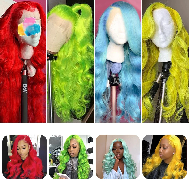 

ALI Coco 13x4 Colored Lace Front Wigs Human Hair For Women Honey Blonde 613 Red Green Yellow Remy Lace Frontal Human Hair Wigs