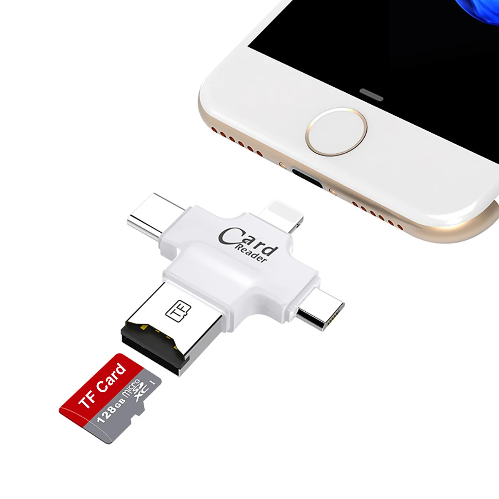 Micro SD TF Card Reader แฟลชเมมโมรี่การ์ดอะแดปเตอร์สำหรับ Apple iPhone iPad Android โทรศัพท์ MacBook คอมพิวเตอร์