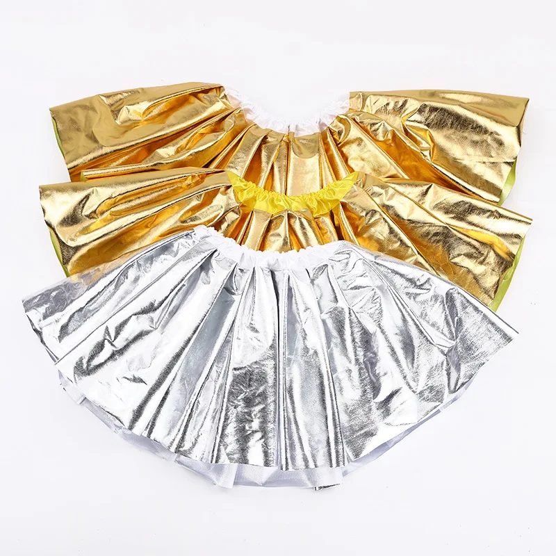 

10pcs Sequined Net Yarn Tutu Skirt Dance Cheerleader Birthday Photo Children Girl Gold Silver Kids Christmas Halloween Costume