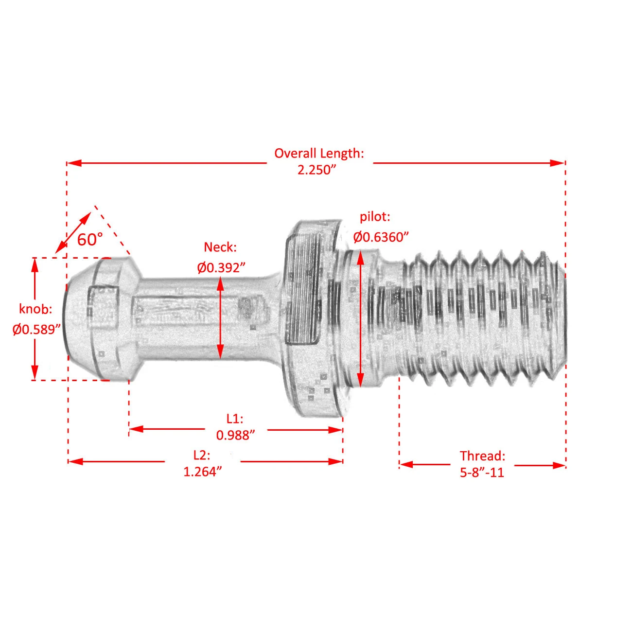 CAT 40 5/8-11 60 Degree Pull Stud Retention Knob For Matsura Howa Kogyo