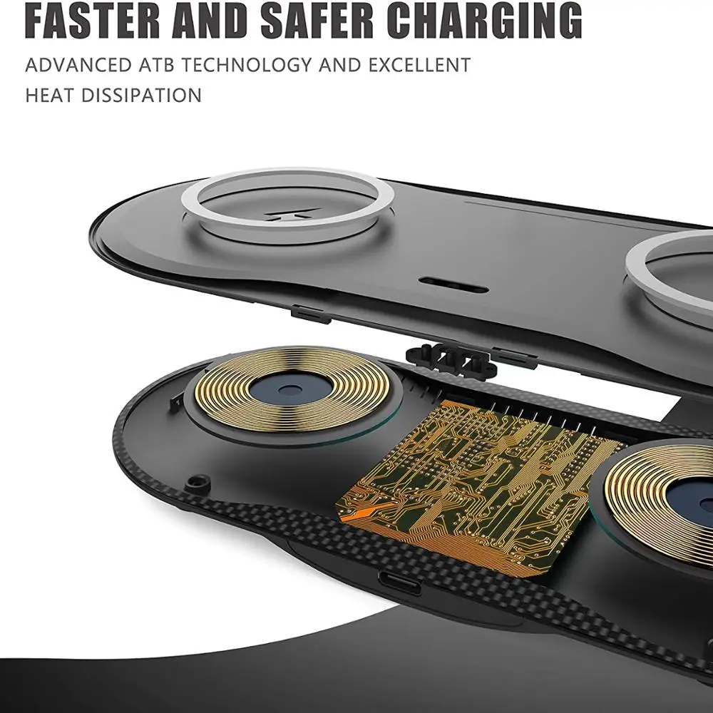 FDGAO 30W 2 in 1 Wireless Charger For Samsung S24 S23 iPhone 15 14 13 12 11 XR X Airpods Pro Dual Seat Fast Charging Pad Station