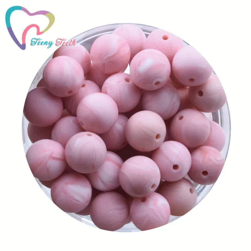 100 PCS Marble Colorse Series 9-19MM Baby Teether DIY Accessories Baby Product Teething Necklace Food Grade Silicone Round Beads