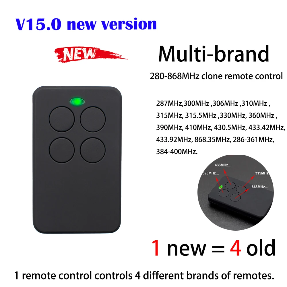 Garage Remote Control 287MHz To 868MHz Garage Command 433.92MHz Rolling code Gate Remote Control Opener 2022New