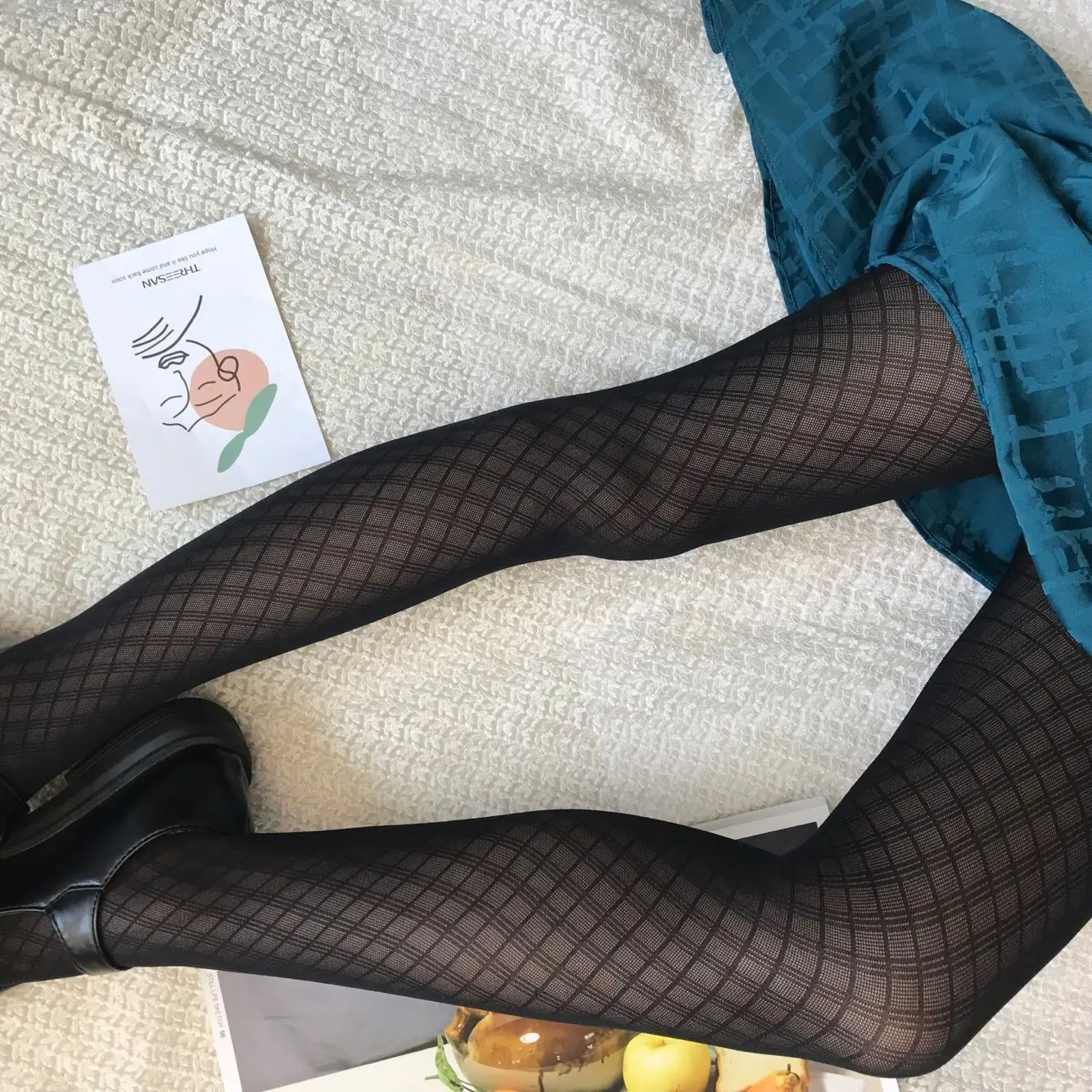 

Summer Thin British Style Fashion Plaid Jacquard Sexy Women's Nylon Tights Fine Mesh Diamond Patterned Fishnets Pantyhose