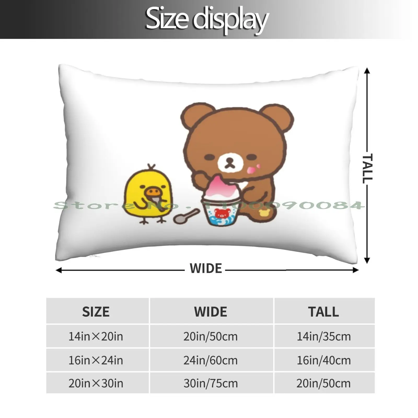 Rilakkuma And Kiiroitori Ice Cream Pillow Case 20x30 50*75 Sofa Bedroom Duckling Animals Nature Kids Animation Cartoon Bath