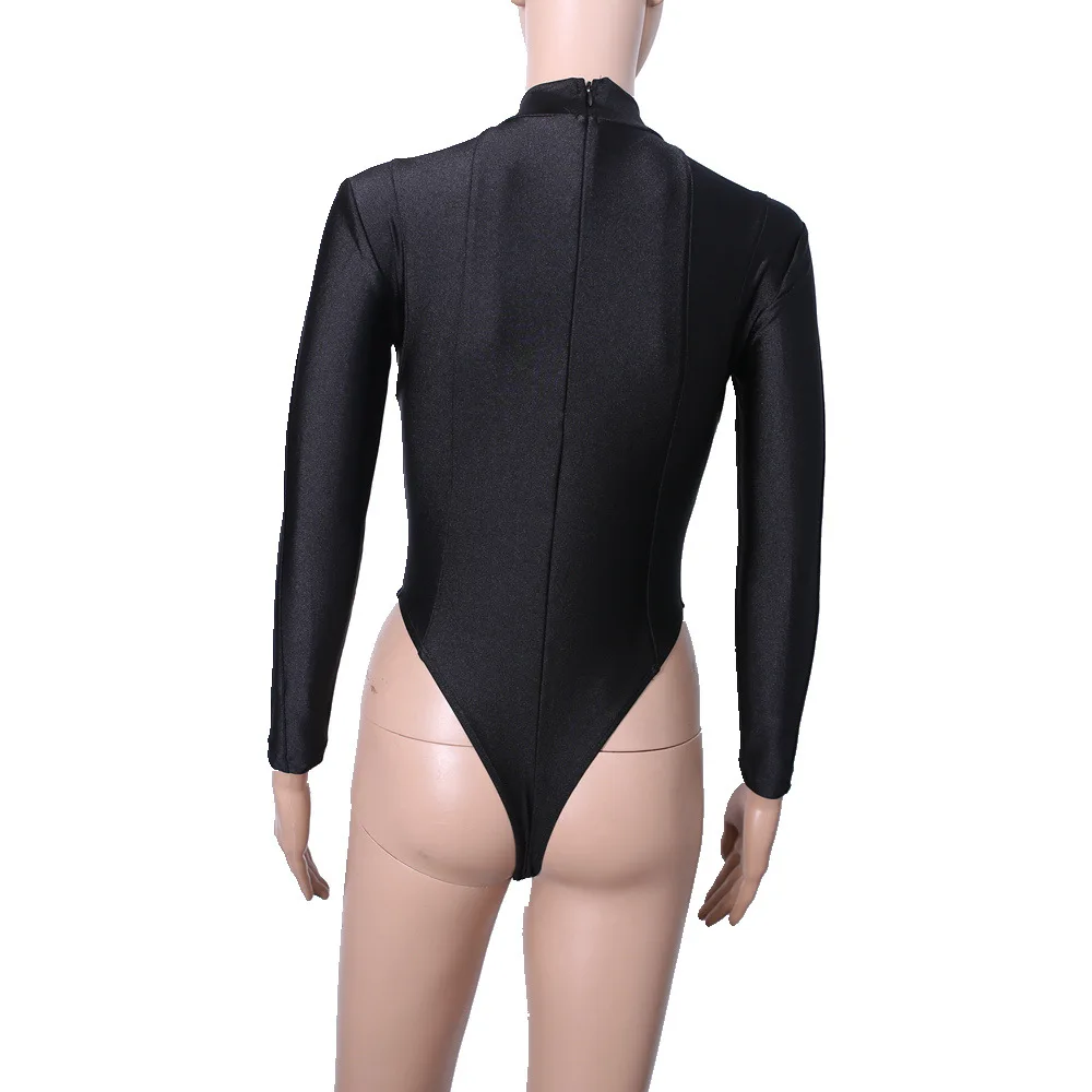 Turtleneck Long Sleeve High Cut Thong Bodysuit Sexy Bathing Suit Women Japanese Swimsuit Body Suit Top Monokini Swimwear Catsuit