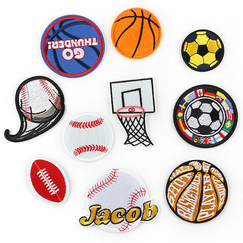 Ferro sulle toppe per abbigliamento striscia calcio basket Sport Badge Sticker sui vestiti per bambini toppe ricamate Applique fai da te