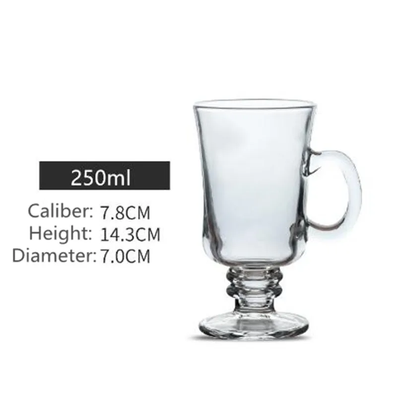 Glass Goblet Juice Cocktail Alcohol Beverages Beer Drinking Cup Latte Coffee Cup With Handle Milk Mug