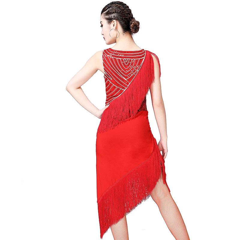 Latin Dance Dress 2019 New Women Sequin Tassel Performance Costume Women Sexy Ballroom/Tango/Cha Cha Competition Dresses