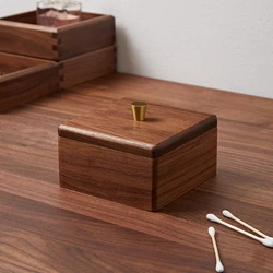 Black Walnut Storage Box for Sundries, Gadget, Cotton Swab, Home Office, Hotel, 11cm x 6cm