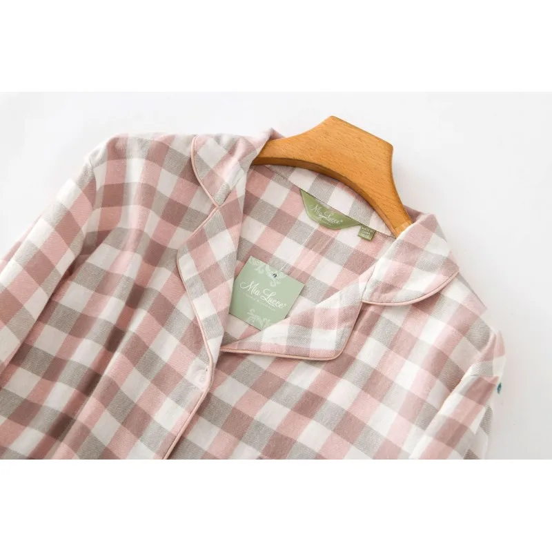 Long Sleeve Sleeping Shirt Nightwear Dress for Woman Plaid Multi Colors Plus Size Shirt Nightdress Cardigan Night for Ladies