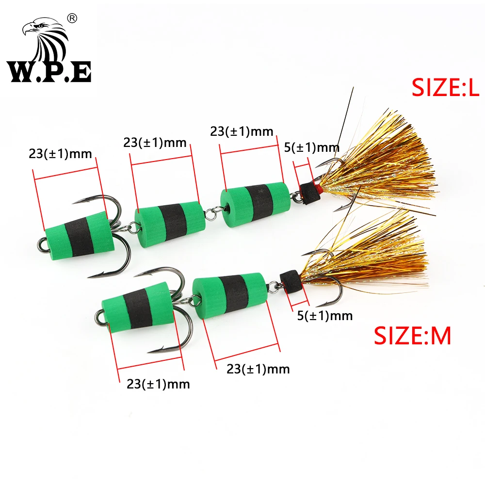 W.P.E New Fishing Lure Multicolor Size M/L SwimBait Bass Lure Insect Bait Soft Fishing Lure Fishing Tackle Foam Lure New MANDULA