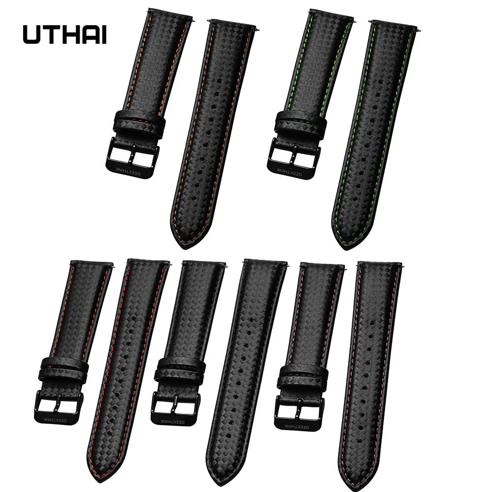 UTHAI P101 Genuine Leather Straps 22mm 24mm For Huawei Samsung   Band Watch Bracelet Accessories High Quality Watchbands