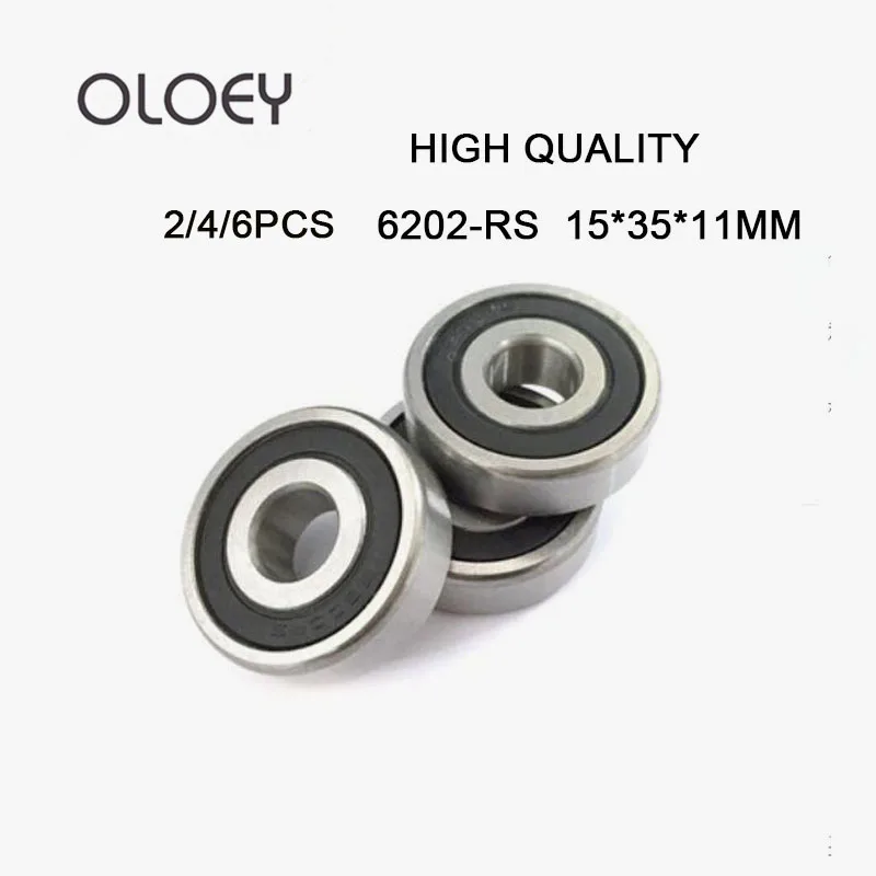 Free Shipping High Quality 2/4/6pcs/lot 6202 RS ZZ  Precision Level  Deep Groove Ball Bearing 6202-RZ 6202RZ 15*35*11mm 15*35*11