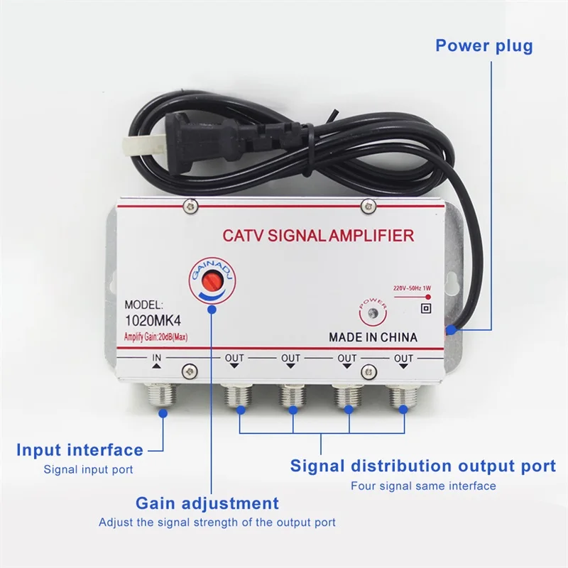 1 in 8 out CATV Cable Digital TV Video Signal Amplifier AMP Booster Splitter Broadcast Equipments TV Divider Shipping US EU Plug