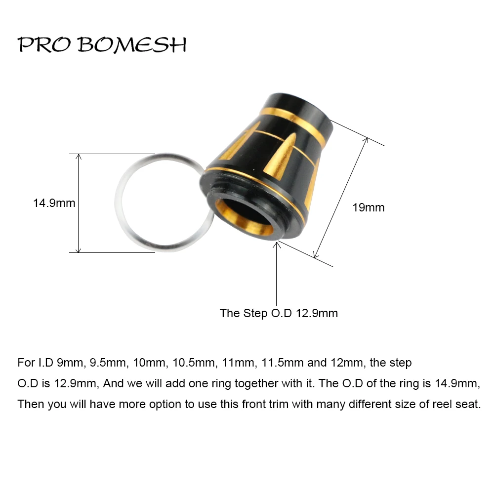 Pro Bomesh 5pcs/Lot Aluminum Front Trim Fishing Reel Seat Decorative Trim Part DIY Fishing Rod Building Component Accessory view 5