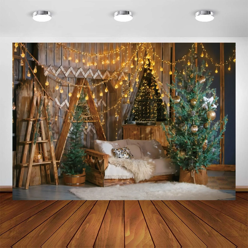 Yeele Christmas Backdrop Glitter Light Wood Wall Sofa Baby Portrait Photocall Background Photographic Photography Photo Studio
