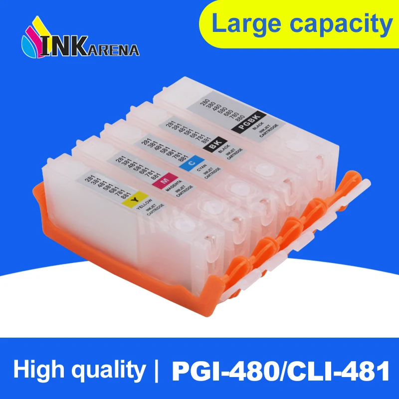 INKARENA Compatible For Canon 480 481 PGI-480 CLI-481 Empty Ink Cartridge PIXMA TS704 TR7540 TR8540 TS6140 TS9540 TS6240 TR7540