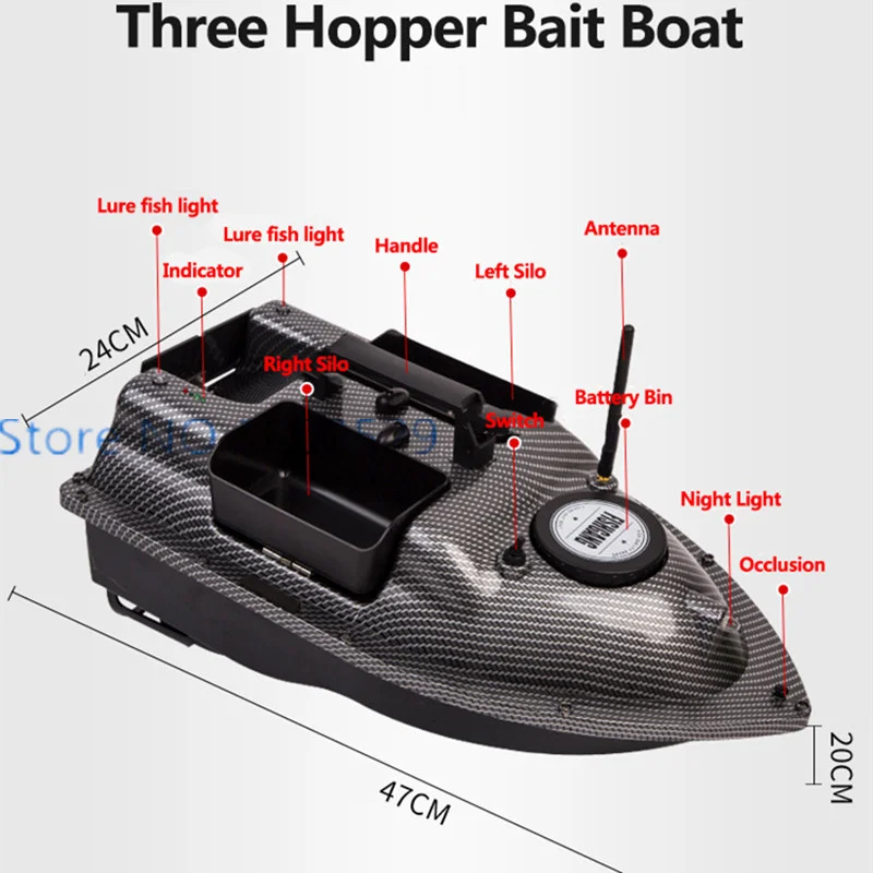 Barco de cebo de anidación con GPS, 16 piezas puntos, buscador de peces, 2KG, 500M, 3 tolva, GPS de doble posición fija, barco de cebo de pesca, juguete