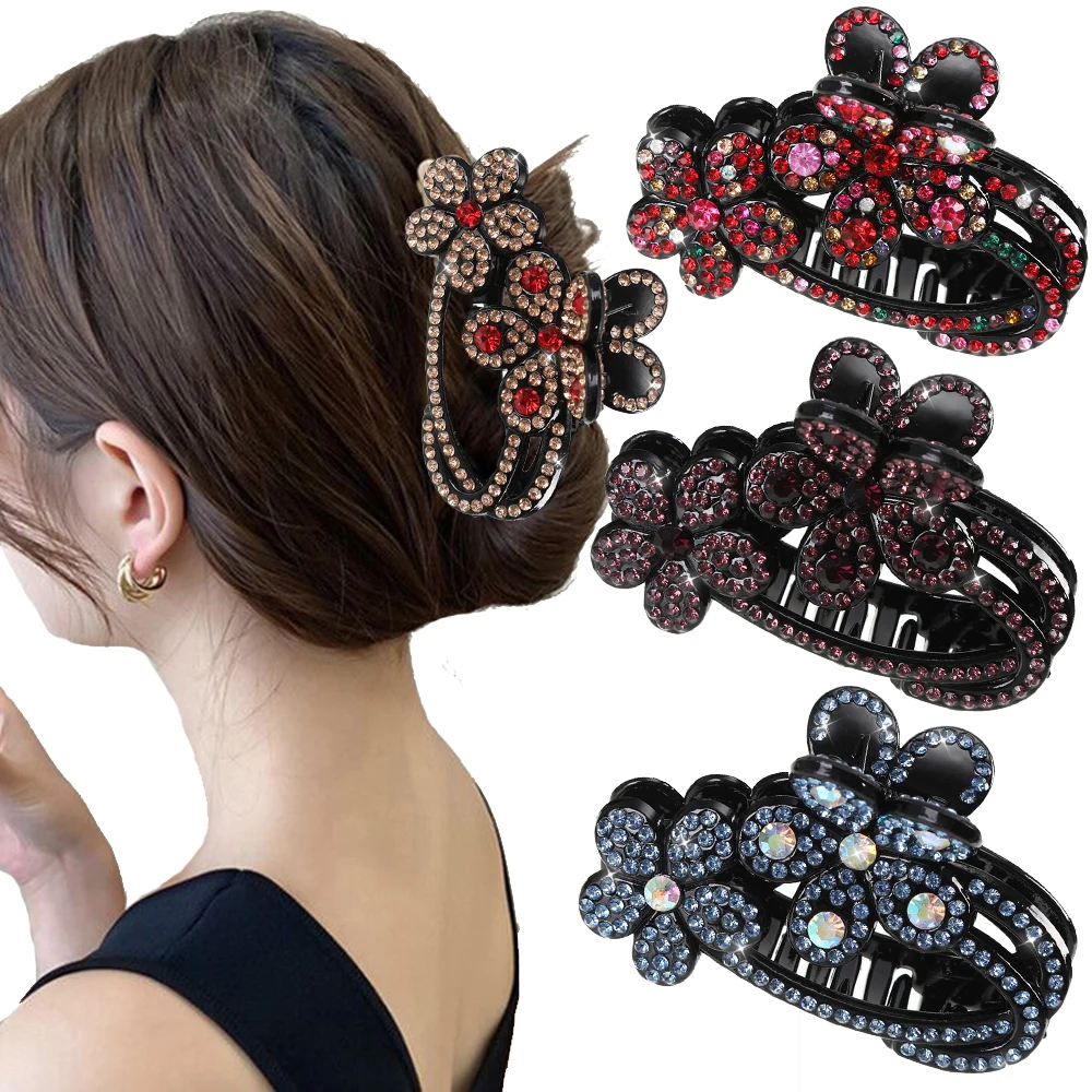 Haimeikang Rhinestone Hair Clip Barrette Crab Clips For Thick Hair Women New Headwear Girls Ponytail Holder Hair Accessories