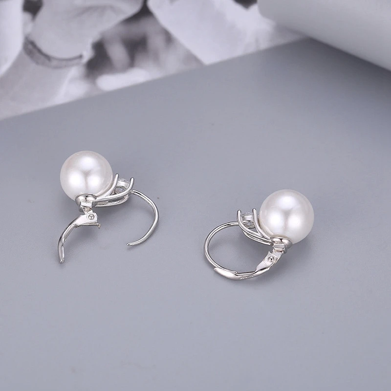 Fine Jewelry Pure 100% 925 Sterling Silver Earrings Luxury Pearl Earring For Women Anniversary Wedding Silver 925 Jewelry