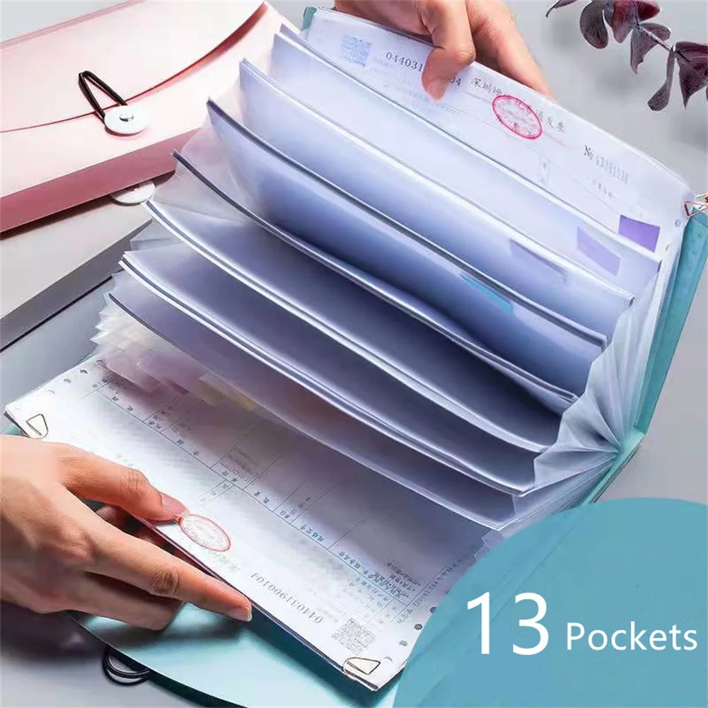 13 Pockets Expanding File Folder Accordion Document Organizer Check Receipts Bill Card Ticket Holder Expandable PP Wallet Case