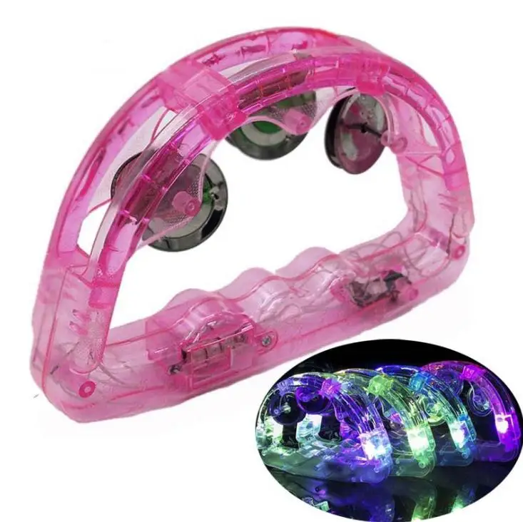 

100pcs/lot Colorful LED Flashing Baby Rattle Hand Bell Light Up LED Tambourine Luminous Toys Bar KTV Party Cheering Prop SN3064