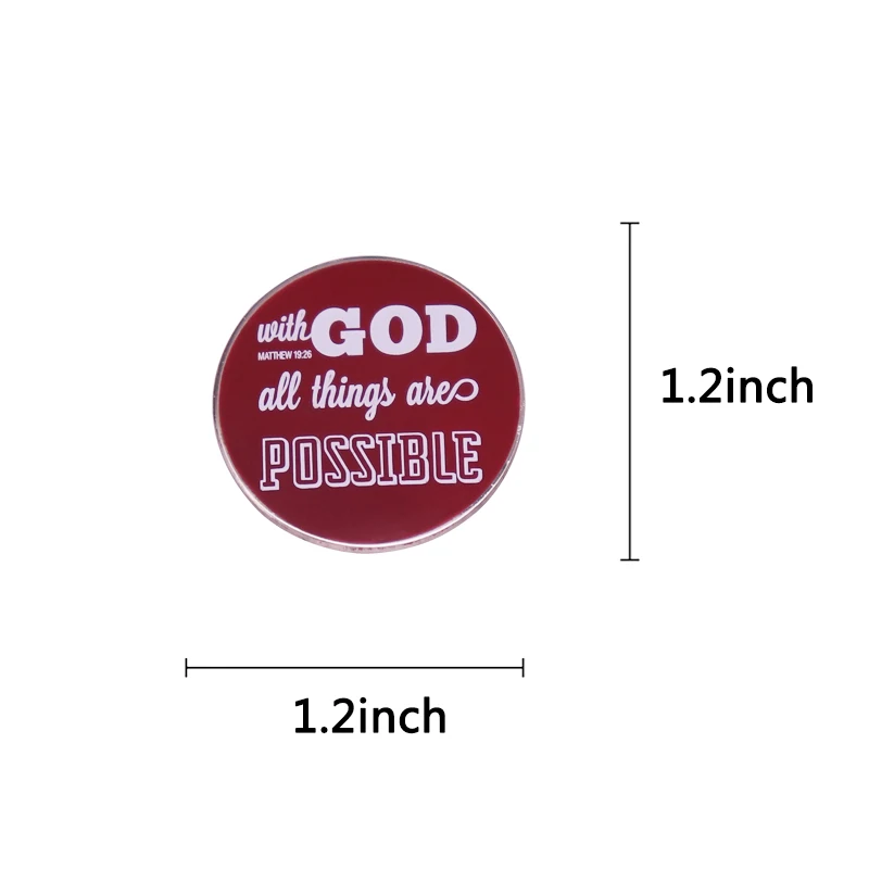 With God All Things Are Possible Pin Brooch Christian Lapel Pin Jesus Believers Badge Fashion Religious Religion Jewelry