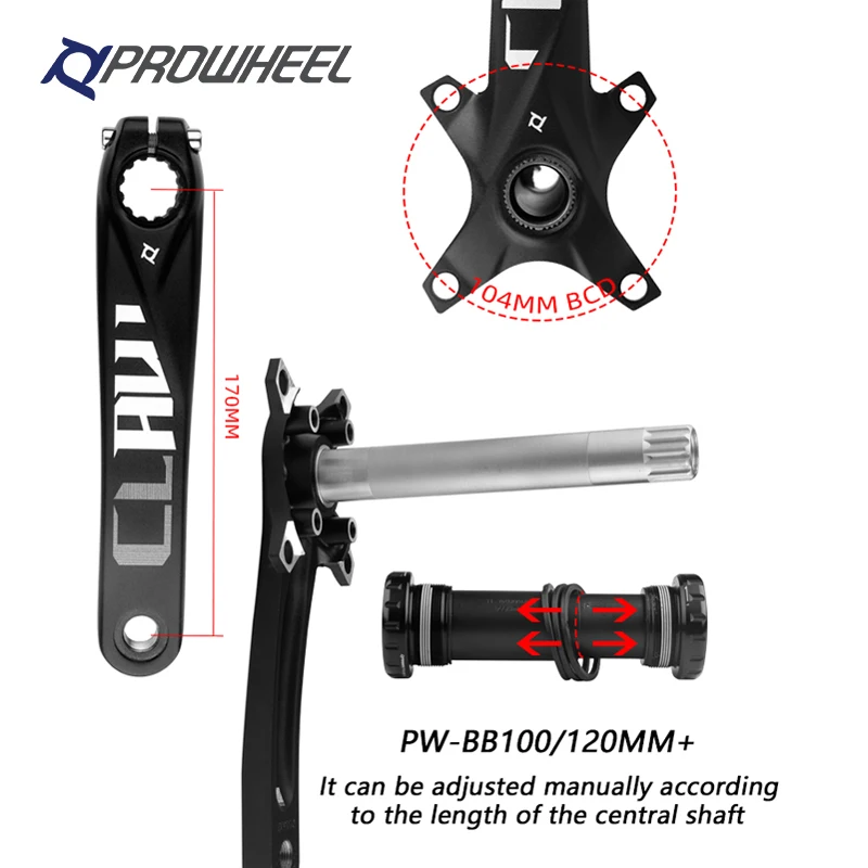 Prowheel Snow Bike Crank CLAW-TT/MPX11 170mm Crank with Bottom bracket BB100/120mm Fat bicycle crankset