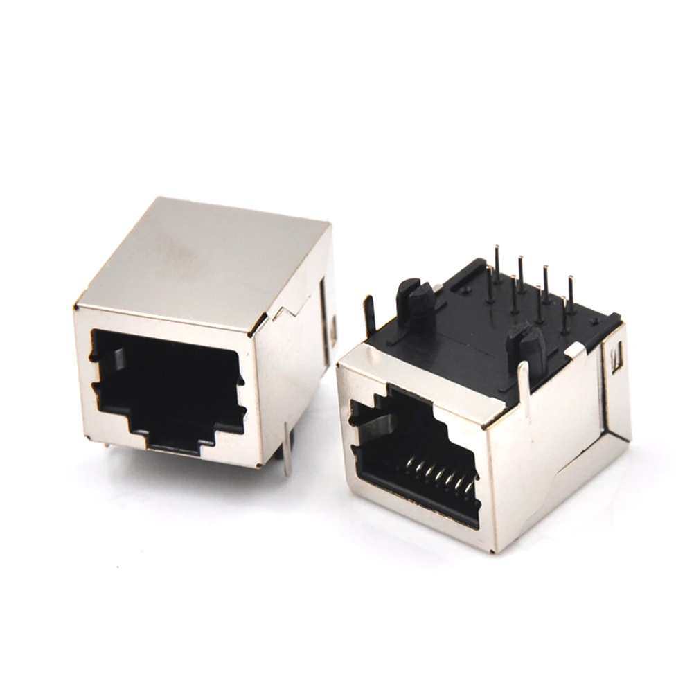 10Pcs/set RJ45 Network Ethernet 8P 8C Female Socket Connectors 8Pin PCB Mount RJ45 8P8C Single Network Port