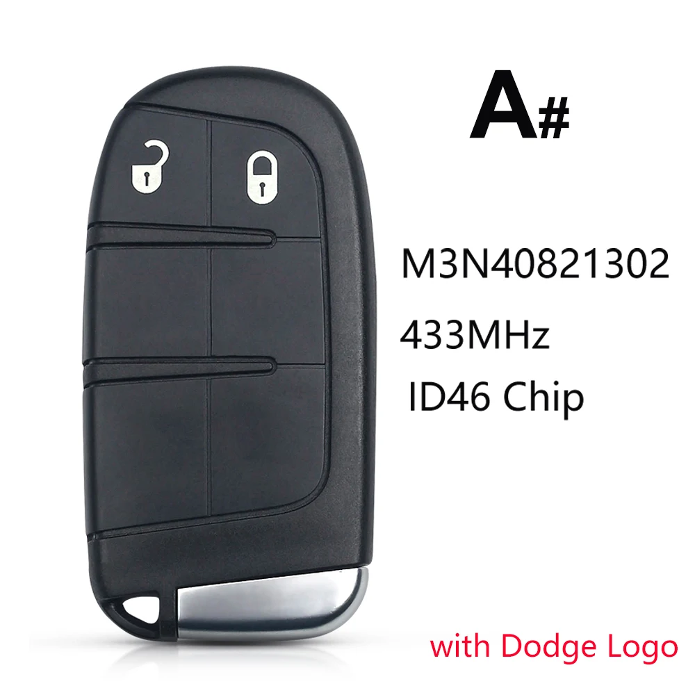 

CN087038-A 2 Button Smart Remote Auto Key Fob Control 433MHz For Dodge Durango 2013-2020 Keyless Entry ID46 Chip FCC M3N40821302