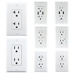 1pcs White America 2way PC Panel Outlet Wall socket 120 type double US Receptacle NEMA 5-15R 5-20R power socket 114x70mm 15A 20A