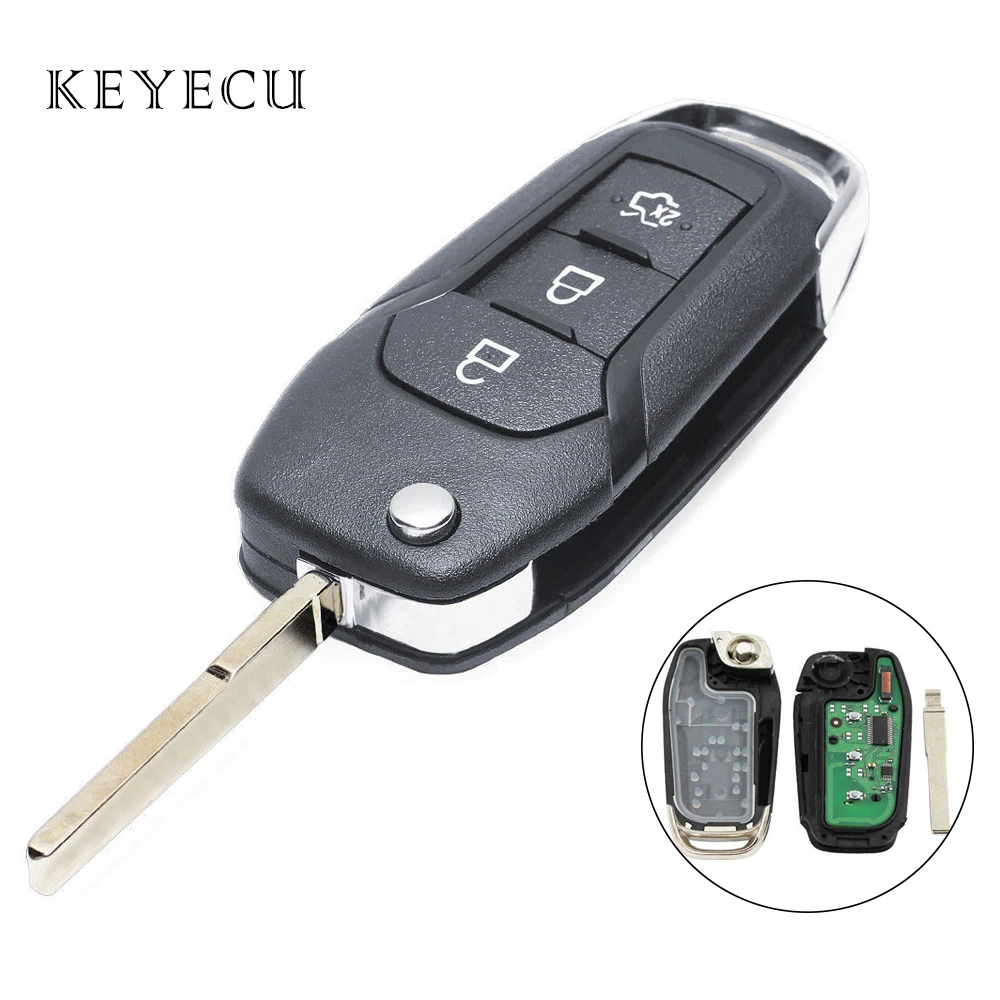 

Keyecu Flip Remote Key Fob 3 Buttons 434MHz ID49 Chip for Ford KA Mondeo Galaxy Fiesta S-Max Ranger DS7T-15K601-BE, P/N: 1892737