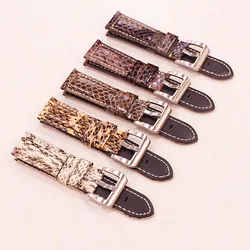 Luxury Snake Leather Watchband 20MM 22MM 24MM Pin Buckle Leather Watch Waterproof Men's Watch Replacement Accessories