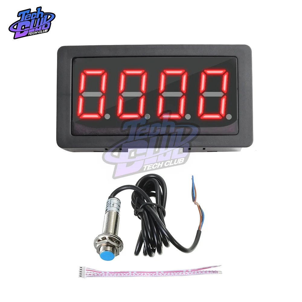 4-Bit LED Digital Tachometer RPM Speed Meter+Hall Switch Proximity Switch Sensor DC 8-15V Measuring 10-9999RPM Red Green Blue