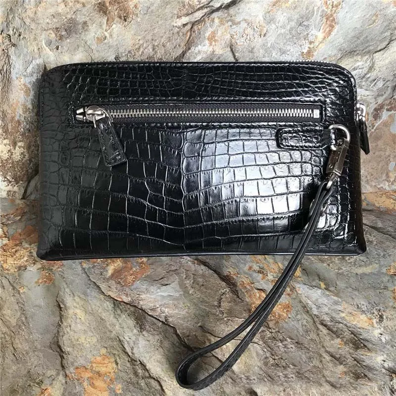 hongsen new  crocodile  Hand bag  belly  male  true  crocodile bag large capacity  Hand caught bag  Men clutch bag