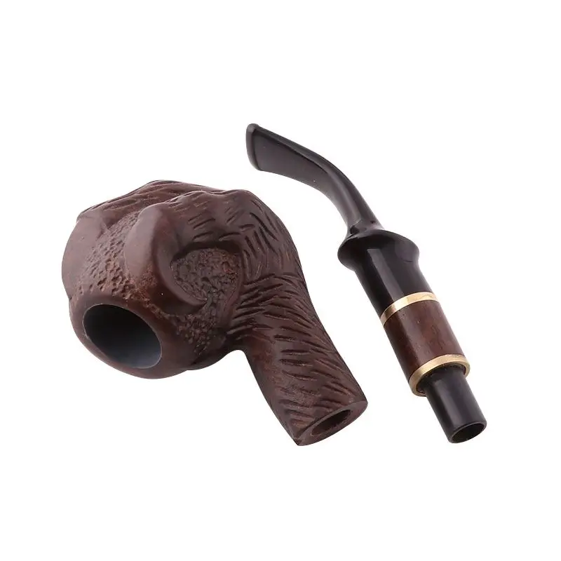 Ebony wood 9MM Filter Tobacco pipe Bent Type smoking pipe Handmade Solid wood cigarette holder Tobacco pipe Gift pipe accessory