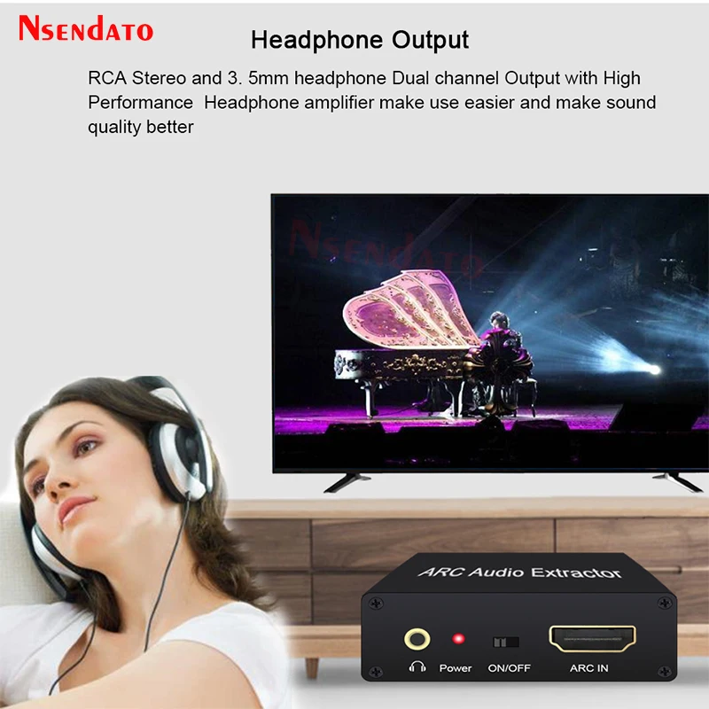 HDMI ARC Audio Extractor DAC ARC L/R Coaxial SPDIF Jack Extractor Return Channel Converter For Fiber RCA 3.5mm Headphone for TV