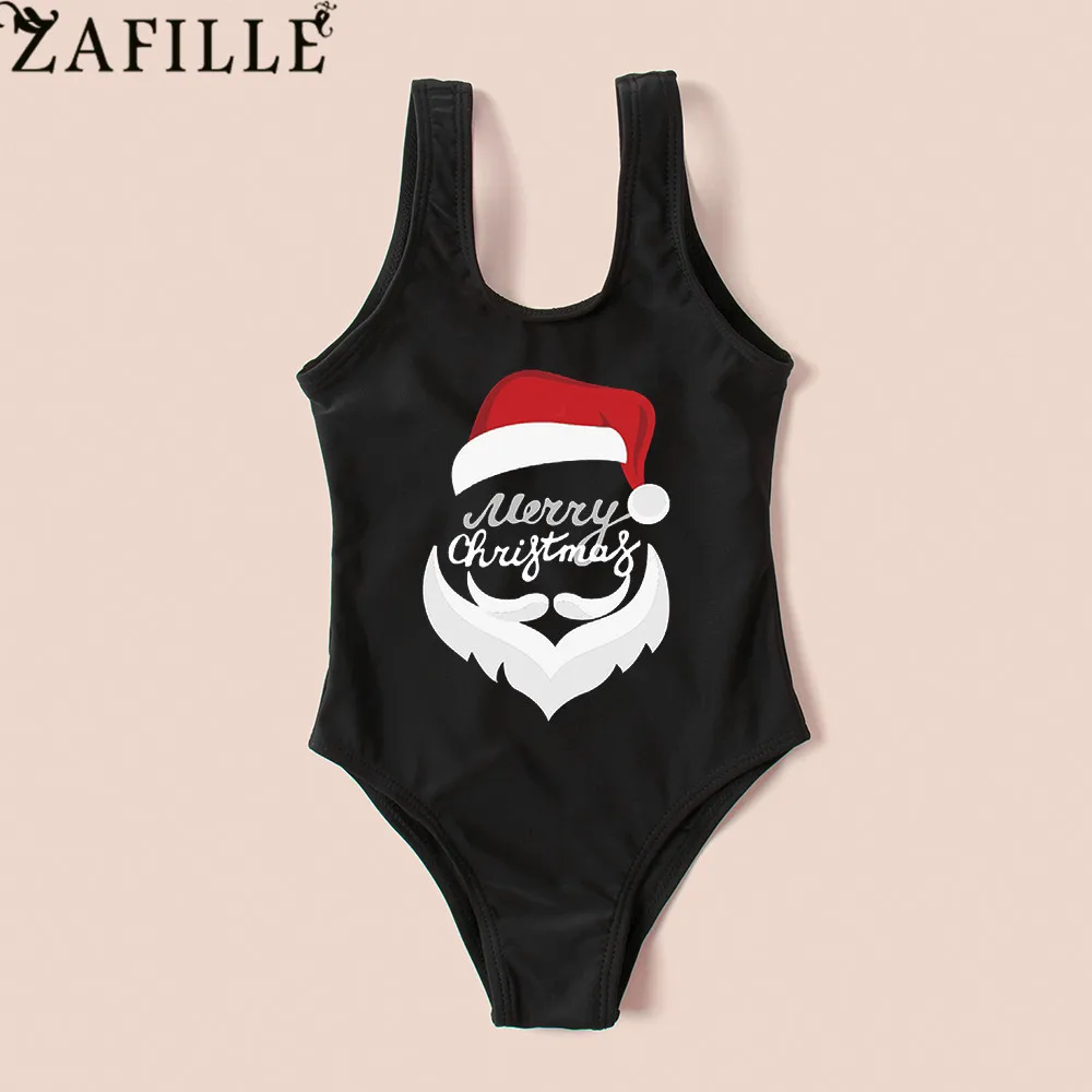 ZAFILLE Christmas Family Matching swimsuit women bathing Suit Beachwear Sexy One Piece Swimwear for female Men boy Swimsuits