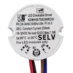 LEDストリップライト用に統合された調光可能な電力変換器,7.5mm,42mm,最大。150 w,250ma調光器,アーム付き,吊り下げ用,天井用