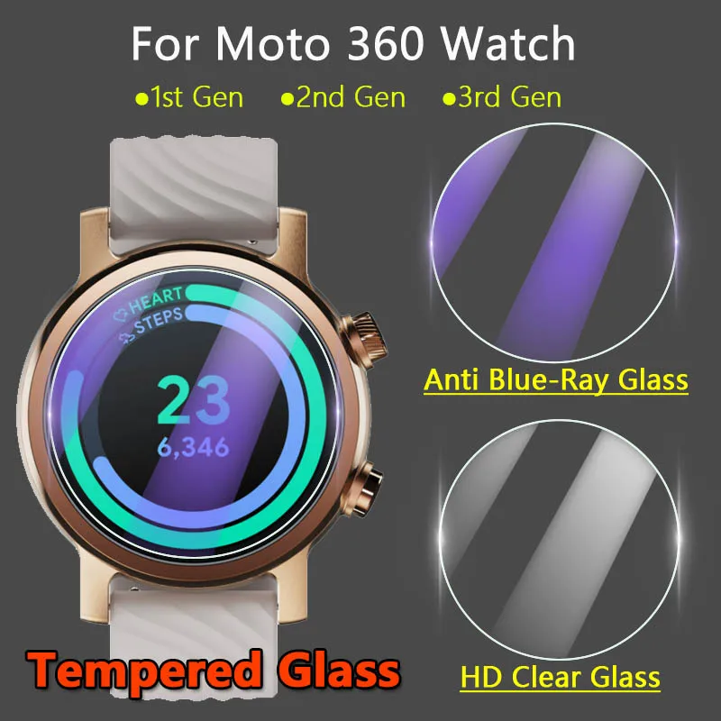 

5Pcs Screen Protector For Moto 360 Smart Watch 1st 2nd 3rd Gen 42mm 46mm 2.5D Clear Anti Blue-Ray Tempered Glass Protective Film