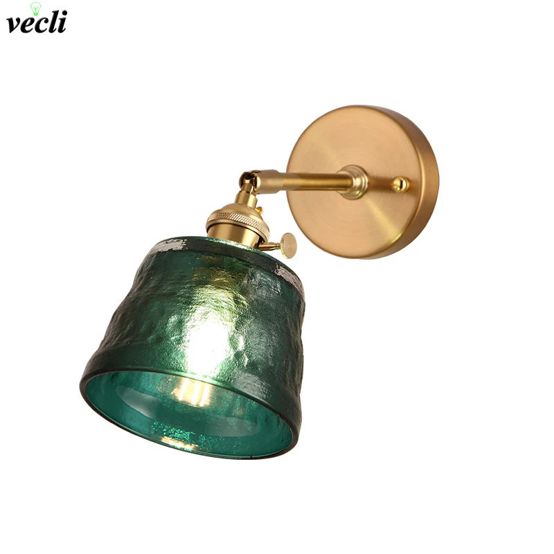 Nordic Wall Lamp Modern LED Wall Sconce Lighting E27 Glass Lampshade Retro living room Bedroom bathroom creative Luminaire