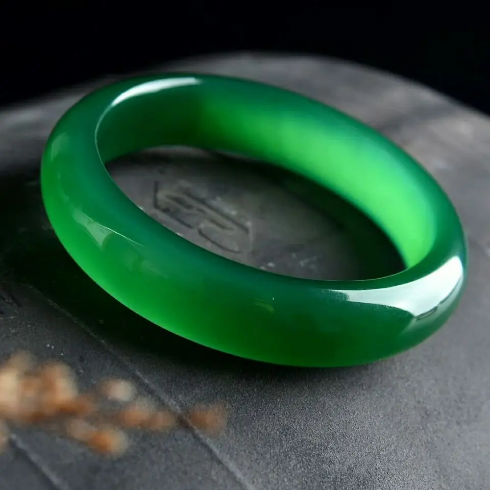 

Send Certificate Natural Jade Bracelet Chrysoprase Bangle Women Charm Jewellery Ice Green Chalcedony Bangles Woman Amulet Gifts