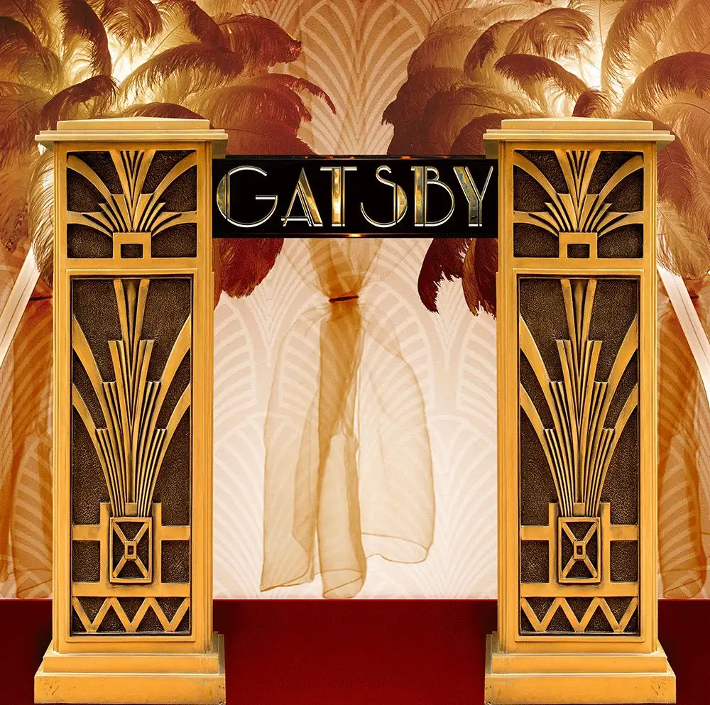 great gatsby gold column palm tree red carpet photo backdrop Vinyl cloth High quality Computer print party background