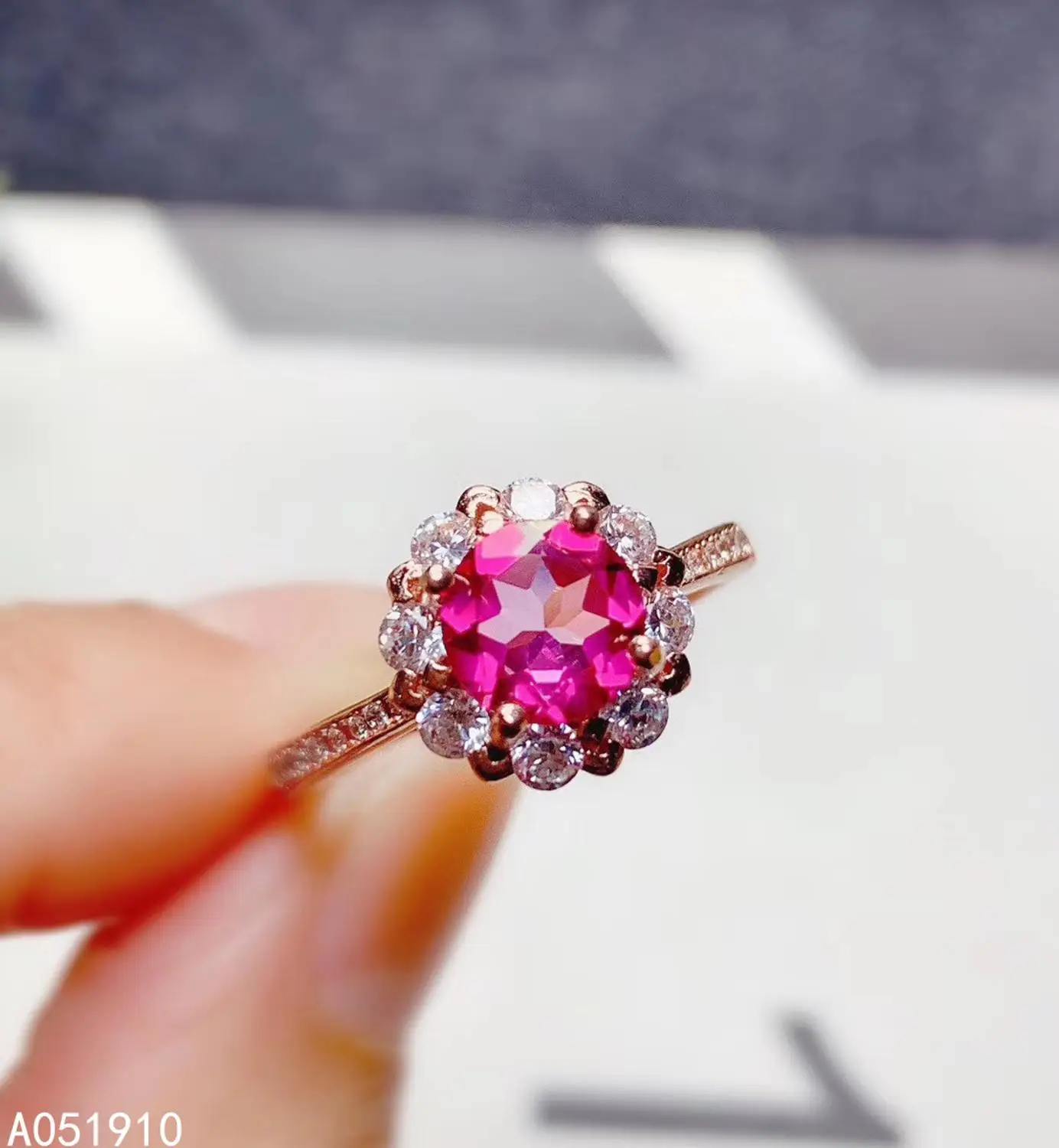 

KJJEAXCMY boutique jewelry 925 sterling silver inlaid Pink crystal gemstone ladies ring trendy popular