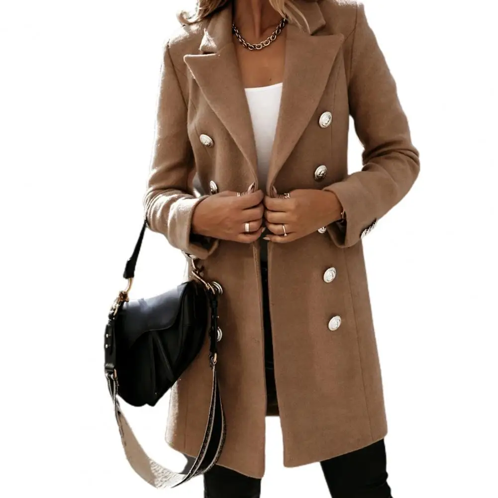 Fasion Winter Women Lapel Trench Coat Long Sleeve Button Slim Mid-length Jacket Outerwear casacos de inverno feminino jaqueta