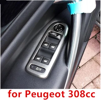 4pcs for Peugeot 308cc Glass Switch Cover Trim Door Window Button Decoration Panel stainless steel car styling accessories