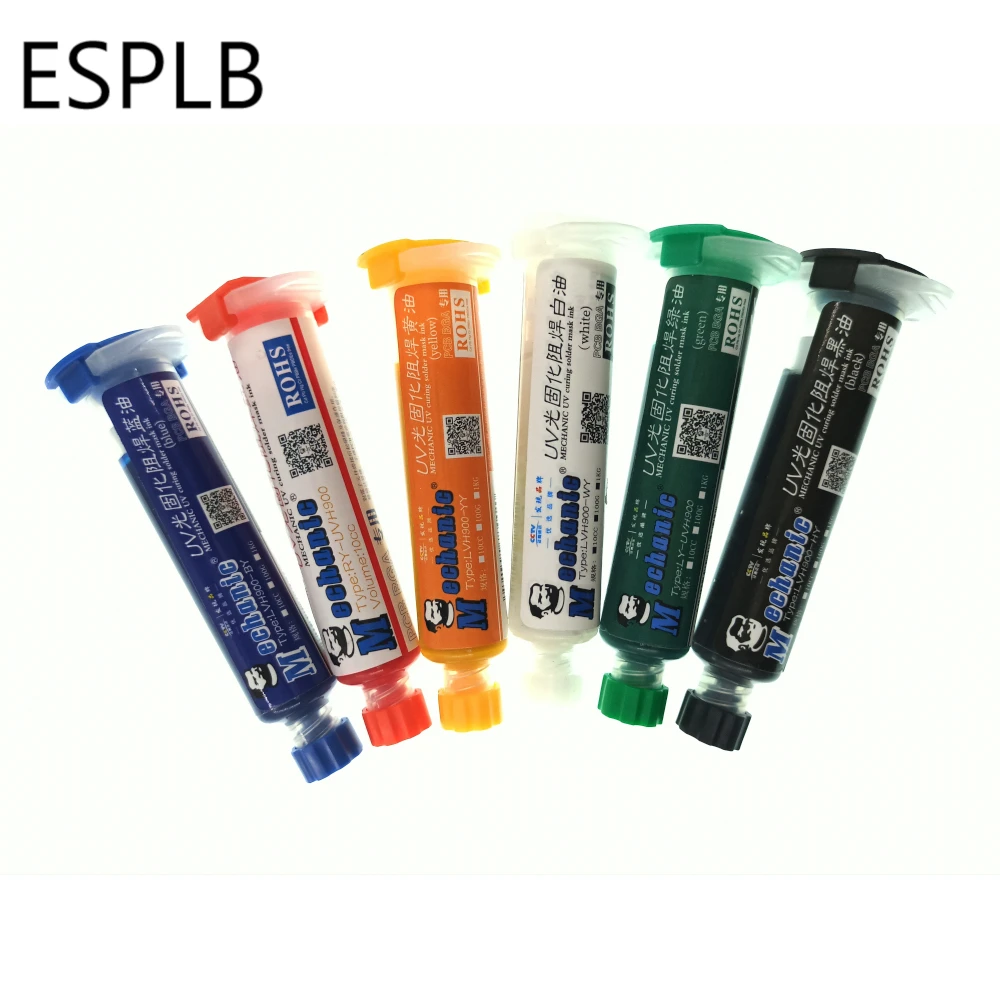 

Mechanic 10ml Green/Red 6 Color UV Curing Solder Mask Ink for PCB BGA Circuit Board Insulating Protect Soldering Paste Flux Oil